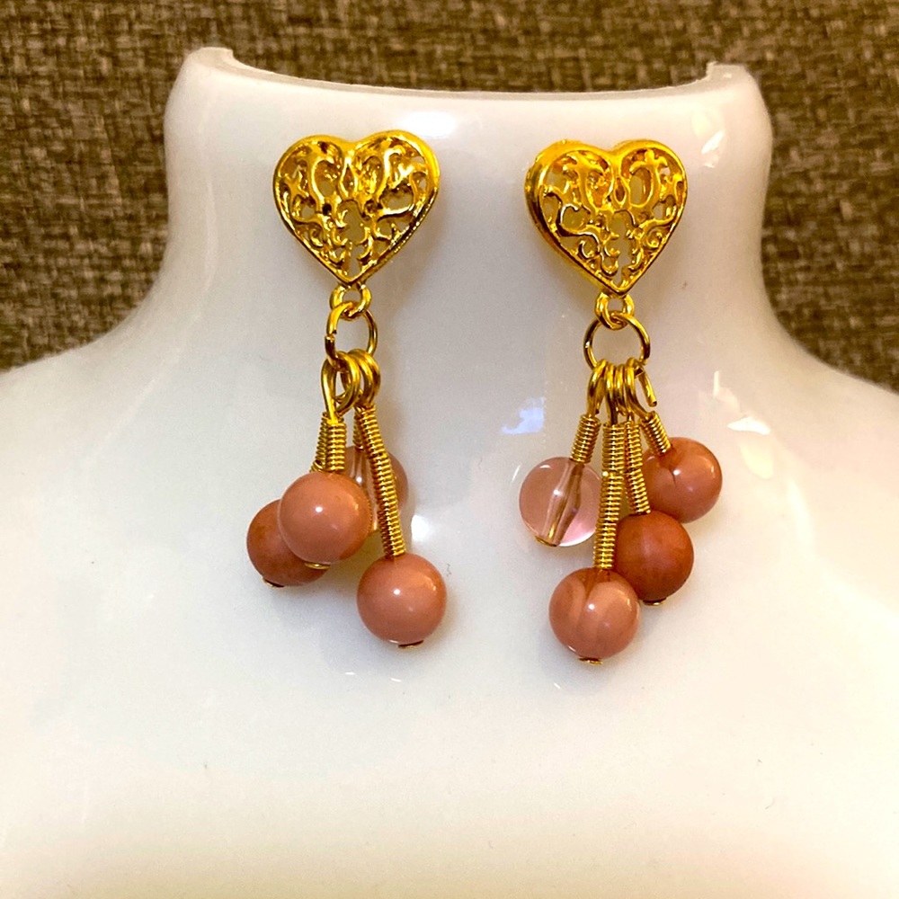 💕 Pink and gold platted heart earrings 💕